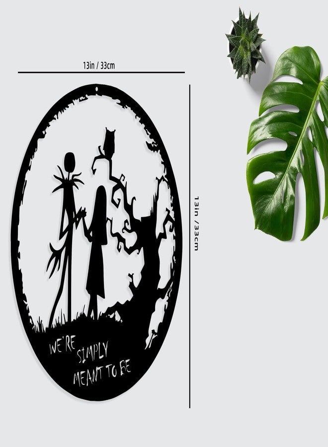 Benziso Nightmare Before Christmas Decor Christmas Decorations Christmas Metal Wall Art Valentine's Day Decorations Jack Wall Hanging Sign for Indoor Outdoor (Black 13in x13in) - Image 3