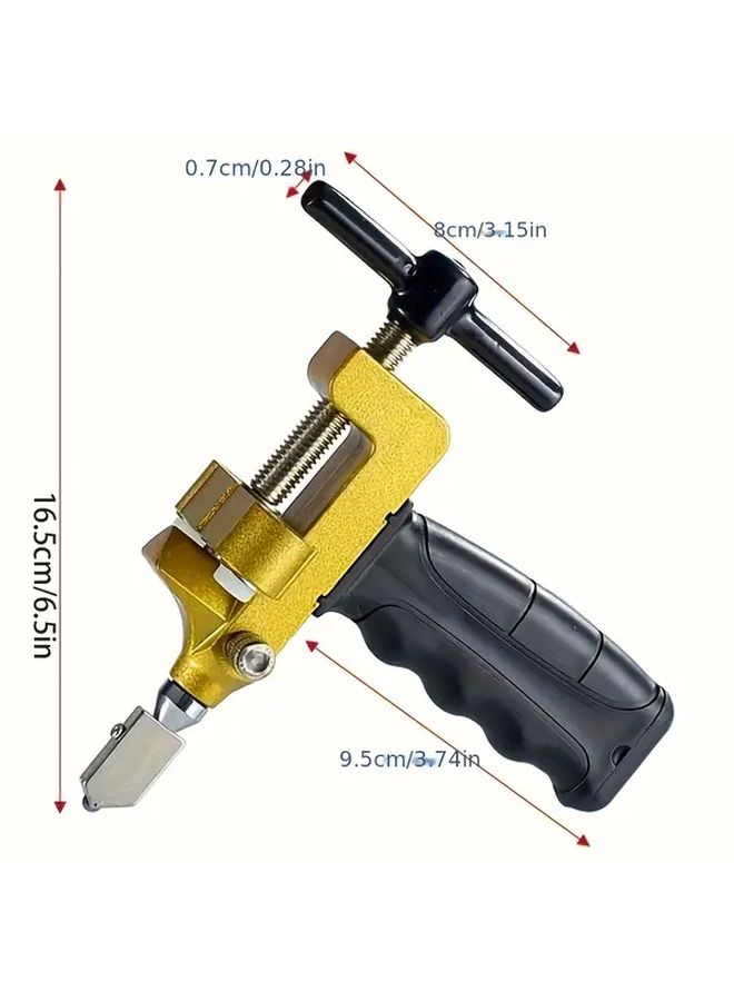 Yellow Manual Glass And Tile Cutter 2 In 1 Tool With Tungsten Steel Blades - Image 2
