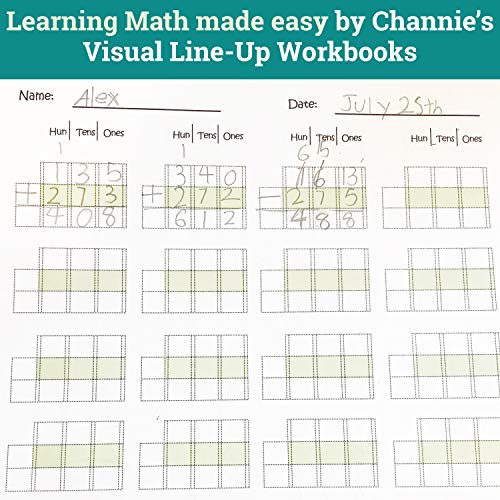 Channie's Triple Digit Math Line-Up Pad, 2nd - 3rd Grade Math Workbook, Triple Digit Addition & Subtraction Worksheets, Great for Daily Practice to Improve Math Skills & Penmanship - Image 3