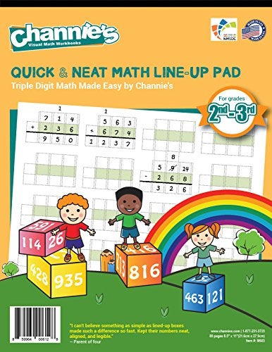 Channie's Triple Digit Math Line-Up Pad, 2nd - 3rd Grade Math Workbook, Triple Digit Addition & Subtraction Worksheets, Great for Daily Practice to Improve Math Skills & Penmanship - Image 2