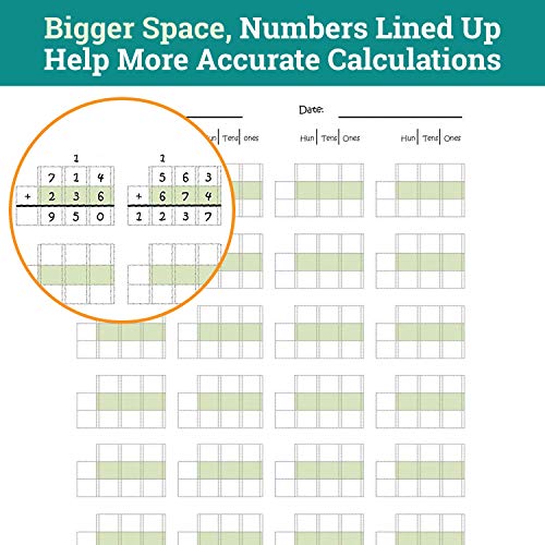 Channie's Triple Digit Math Line-Up Pad, 2nd - 3rd Grade Math Workbook, Triple Digit Addition & Subtraction Worksheets, Great for Daily Practice to Improve Math Skills & Penmanship - Image 5
