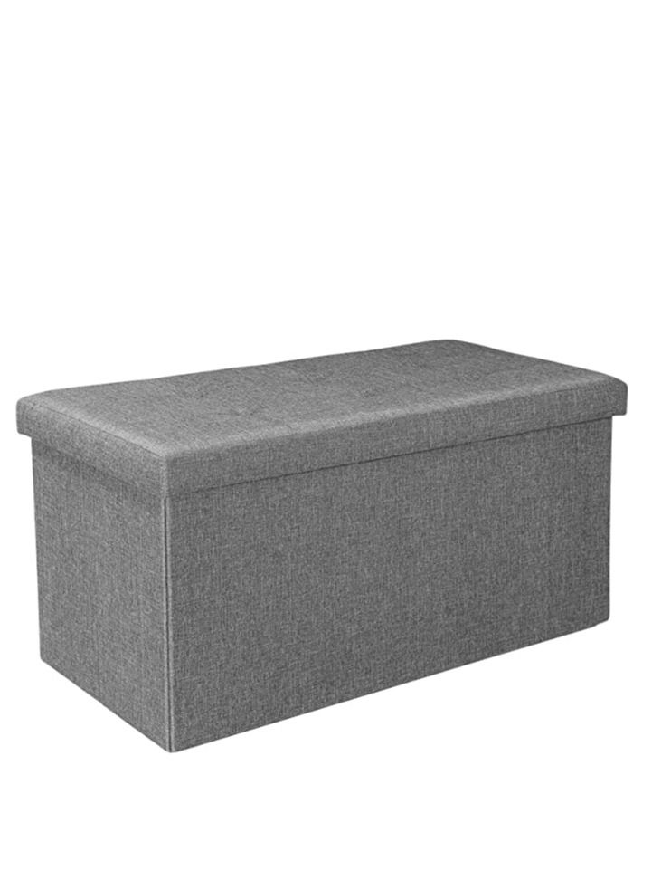 Generic Storage Ottoman Foldable Storage Ottoman Cotton Linen Footrest Shoe Bench with Large Storage Space Folding End of Bed Storage Grey 76X38X38cm  - Image 1