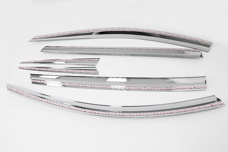 AUTO CLOVER AUTOCLOVER Tape-On Rain Guards Window Visors 6 Pcs Set for Toyota Rav4 2013 2014 2015 2016 2017 2018 / Window Deflectors, Out-Channel Vent Shades (Chrome) - Image 2
