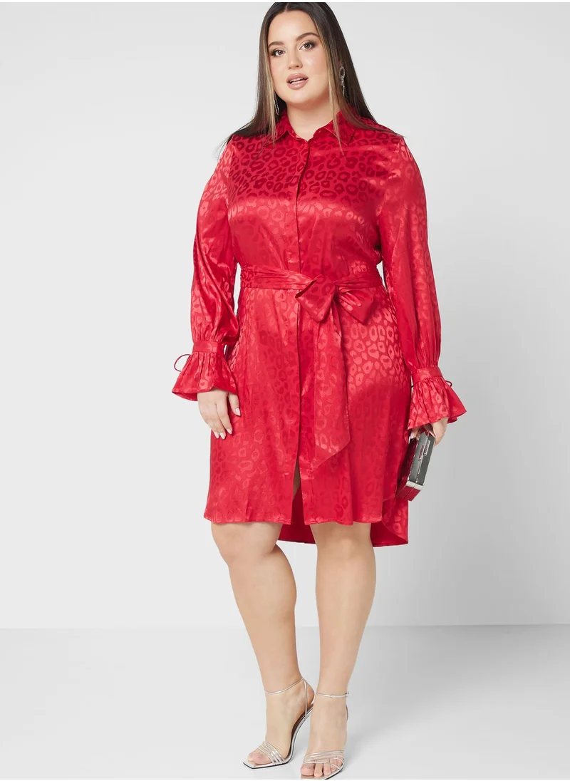 lovedrobe Belted Cuff Detail Button Down Dress
