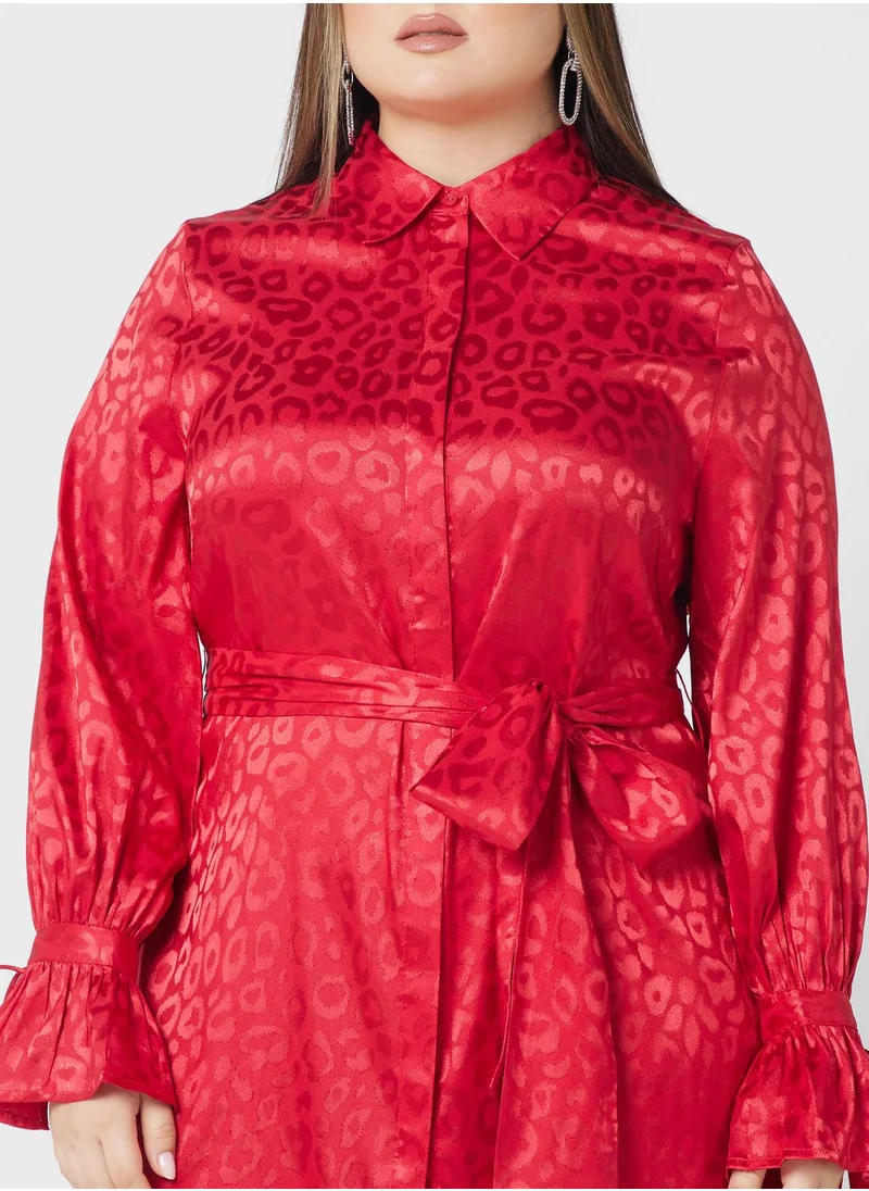 lovedrobe Belted Cuff Detail Button Down Dress
