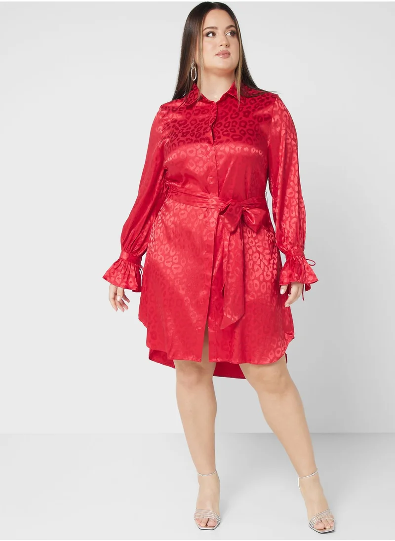 lovedrobe Belted Cuff Detail Button Down Dress