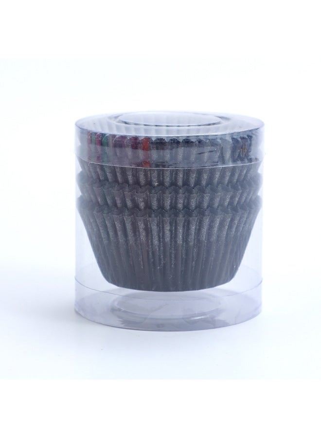 100 Printed Round Cake Paper Cup High Temperature Resistant Baking Mold Oil-proof Cupcake Paper Holder Manufacturers-Specifications:10. Pure Black 1 Tube (about 100)  - Image 1