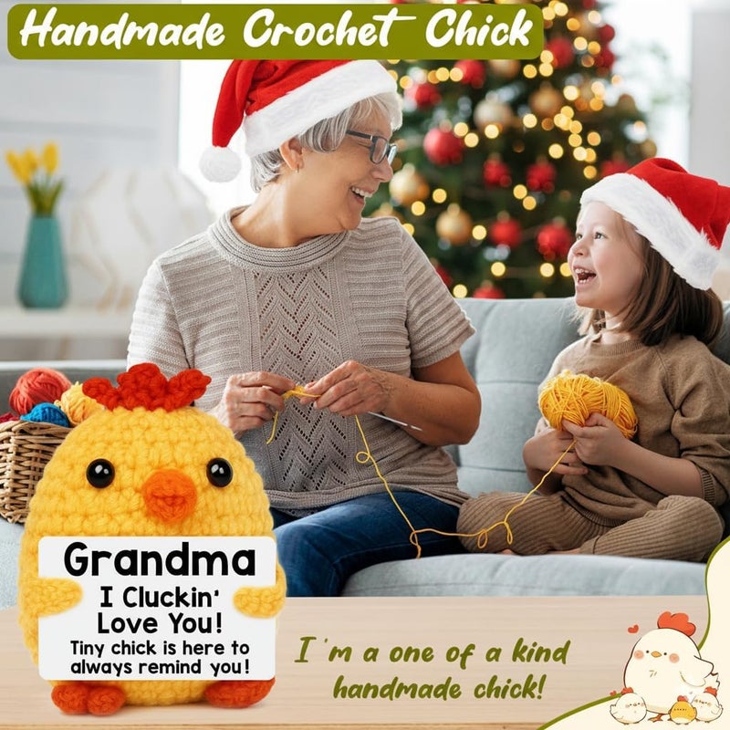 BdayPtion Grandma Gifts for Christmas from Grandkids, Xmas Stocking Stuffers Great Grandma I Love You Gift Birthday Grandmother Nana Gigi Mimi Present from Granddaughter Grandson, Funny Handmade Crochet Chicken - Image 3