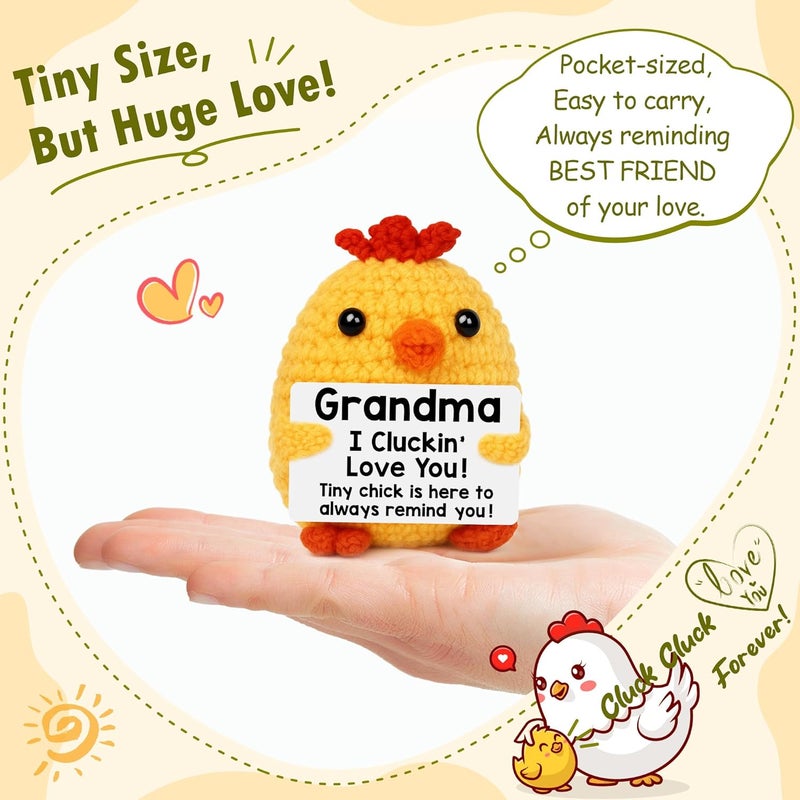 BdayPtion Grandma Gifts for Christmas from Grandkids, Xmas Stocking Stuffers Great Grandma I Love You Gift Birthday Grandmother Nana Gigi Mimi Present from Granddaughter Grandson, Funny Handmade Crochet Chicken - Image 2