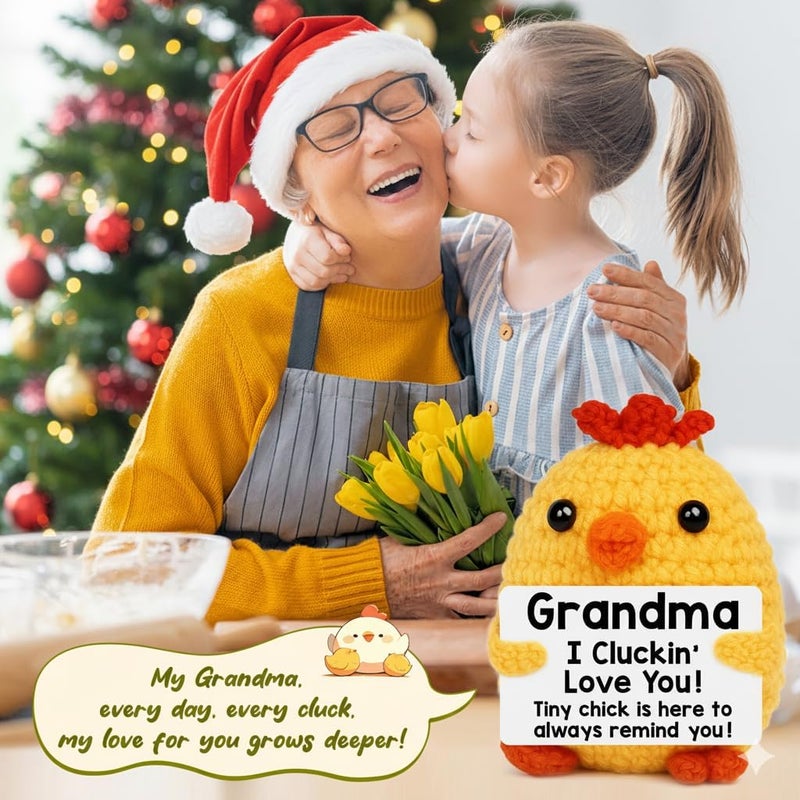 BdayPtion Grandma Gifts for Christmas from Grandkids, Xmas Stocking Stuffers Great Grandma I Love You Gift Birthday Grandmother Nana Gigi Mimi Present from Granddaughter Grandson, Funny Handmade Crochet Chicken - Image 4
