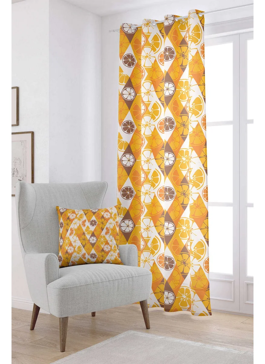 Cango Home Yellow Orange Lemon Patterned Digital Printed Curtain OYTYK915-PR