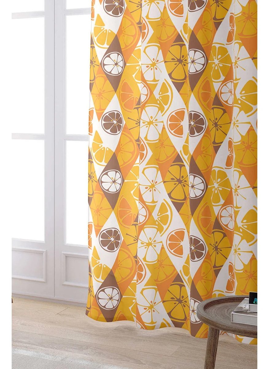 Cango Home Yellow Orange Lemon Patterned Digital Printed Curtain OYTYK915-PR