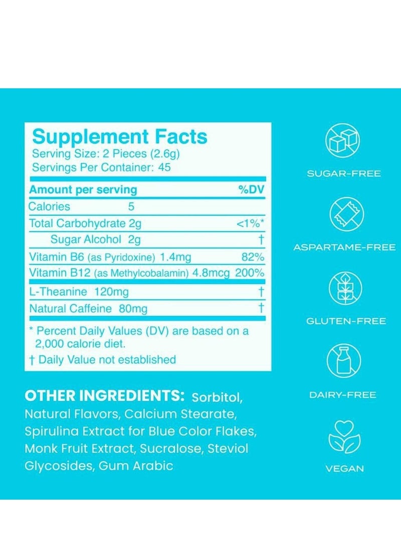 Mints - NeuroGum Energy Caffeine Gum (90 Pieces) - Sugar Free with L-theanine + Natural Caffeine + Vitamin B12 & B6 - Nootropic Energy & Focus Supplement for Women & Men - Keto & Vegan, Peppermint Flavor - Image 1