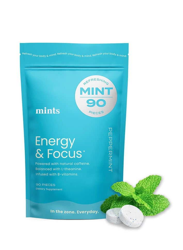 Mints - NeuroGum Energy Caffeine Gum (90 Pieces) - Sugar Free with L-theanine + Natural Caffeine + Vitamin B12 & B6 - Nootropic Energy & Focus Supplement for Women & Men - Keto & Vegan, Peppermint Flavor - Image 1