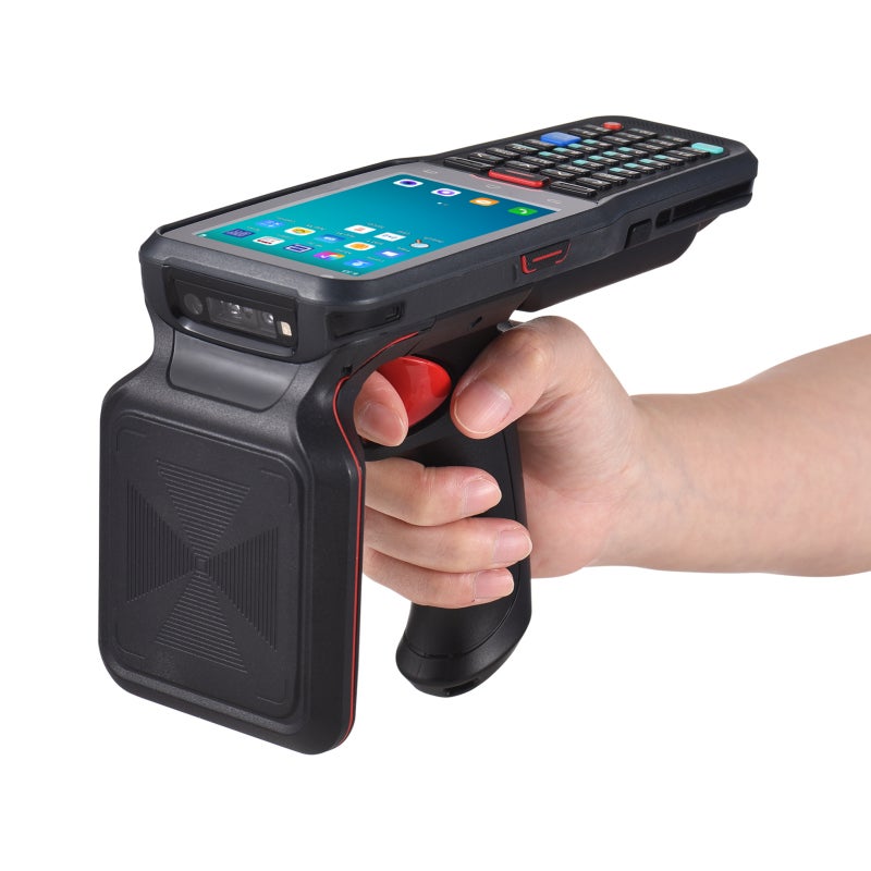 Android 10.0 1D/2D/QR Barcode Scanner Handheld Mobile Terminal PDA with Honeywell 2D Scan Engine and R2000 Engine UHF Read-write Function Support Wireless Wi-Fi 4G with 4.0 Inch Touchscreen for - Image 1