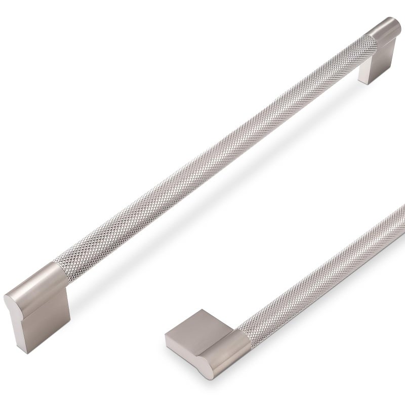 POVEFONK 6 Pack 10 inch254mm Brushed Satin Nickel Kitchen Cabinet Handles Knurled Cabinet Pulls Drawer Pulls Kitchen Hardware - Image 2