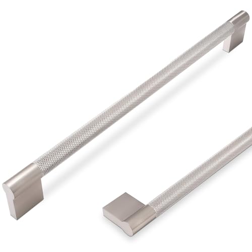 POVEFONK 6 Pack 10 inch254mm Brushed Satin Nickel Kitchen Cabinet Handles Knurled Cabinet Pulls Drawer Pulls Kitchen Hardware - Image 1