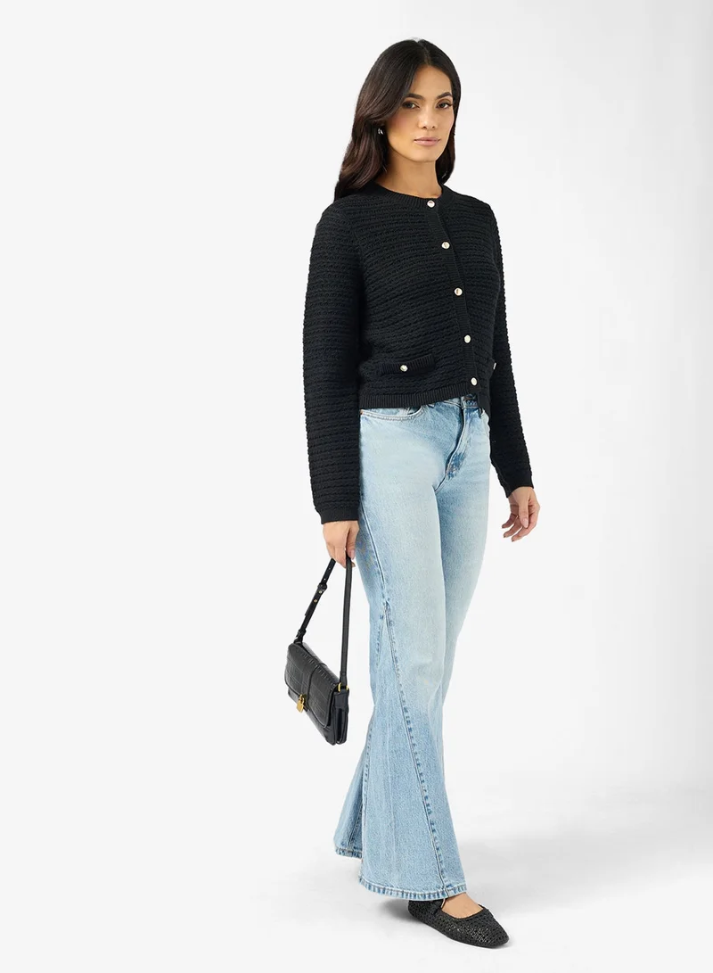 فيرو مودا كارديجان محبوك بياقة دائرية من فيمسوليه