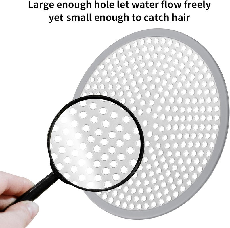 Ohtomber Shower Drain Hair Catcher - 2PCS 4.72” Shower Stall Sink Drain Cover Strainer, Stainless Steel Bathtub Hair Filter Trap Stopper, Bathroom Floor Screen Protector with Silicone Rim - Image 3