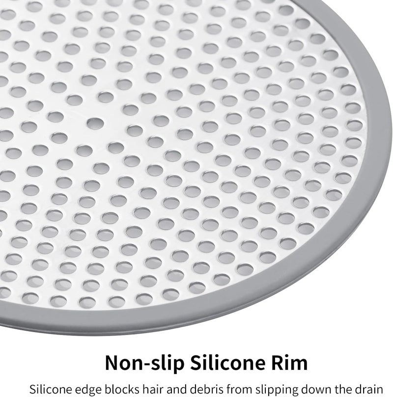 Ohtomber Shower Drain Hair Catcher - 2PCS 4.72” Shower Stall Sink Drain Cover Strainer, Stainless Steel Bathtub Hair Filter Trap Stopper, Bathroom Floor Screen Protector with Silicone Rim - Image 4