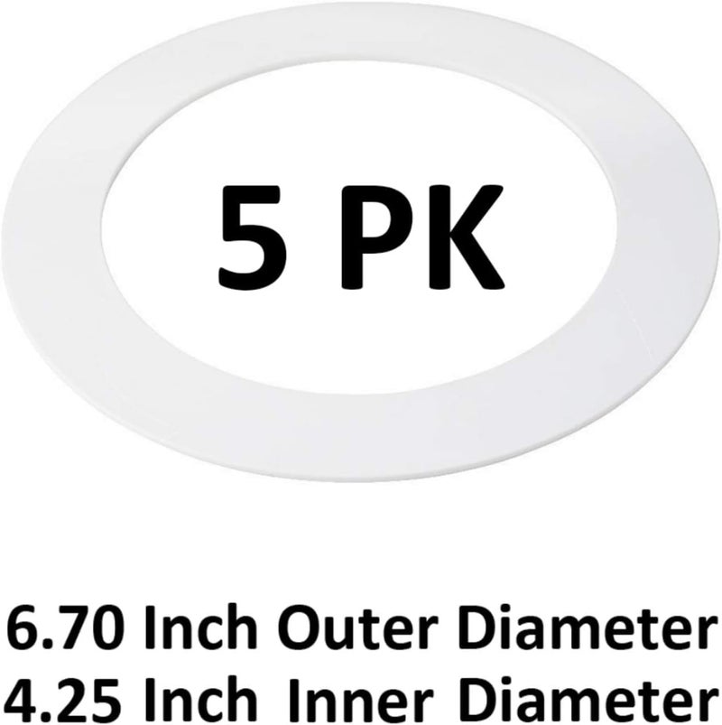 harrrrd 5 Pack Gloss White Goof Trim Ring for 4" Inch Recessed Can Lighting Down Light, Outer Diameter 6.7 Inches, Inner Diameter 4.2 Inches - Image 2