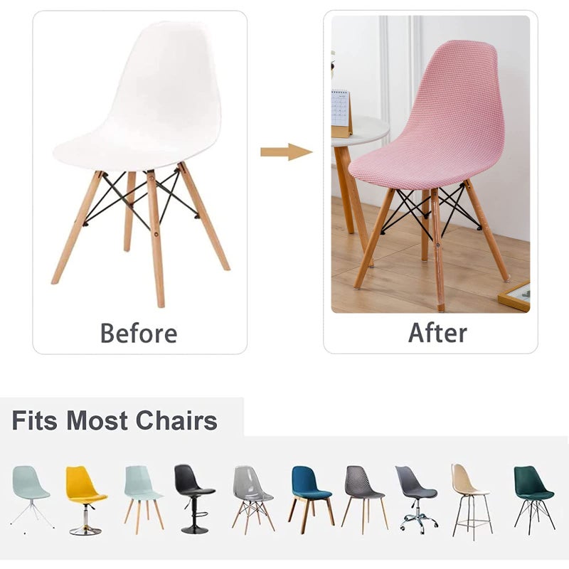HAOYONG HAOYONG Mid Century Modern Dining Chair Covers Printed Shell Chair Cover Lounge Armless Chair Cover Stretchable Slipcovers for Kitchen  Office  Dining Room and Living Room(Set of 4)  - Image 4