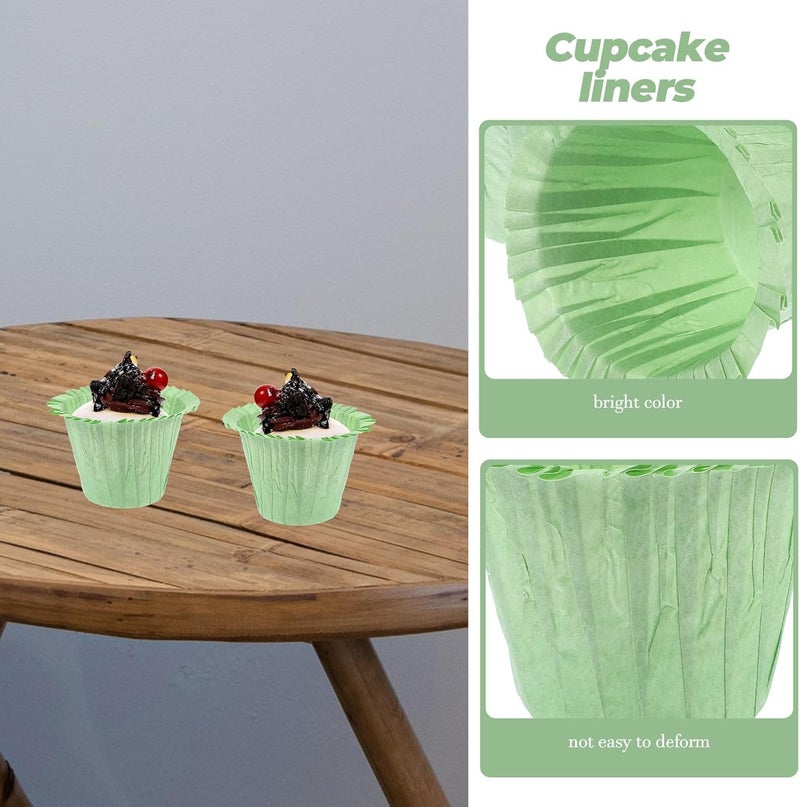 VICASKY 50pcs Sage Green Cupcake Liners Muffin Cups Greaseproof Paper Baking Cups for Cupcake Baking Supplies - Image 5