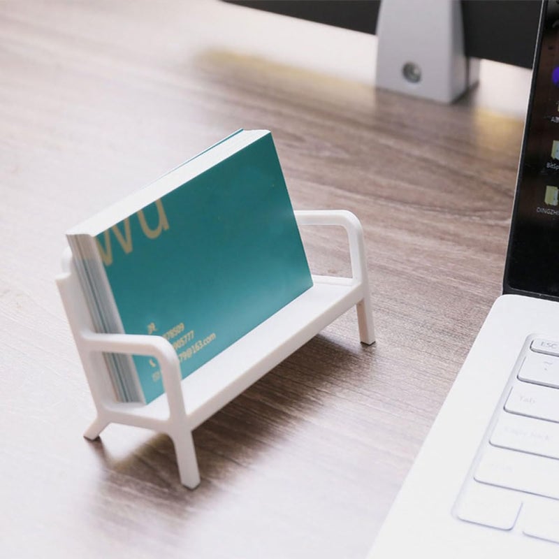 Sofa Shape Plastic Business Card Holder Stand Desktop Office Organizer - Image 4