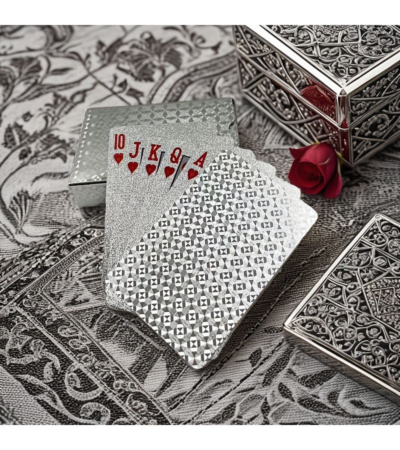 Silvery Plaid Plastic Poker Pair Clearance Playing Cards Set - Image 4