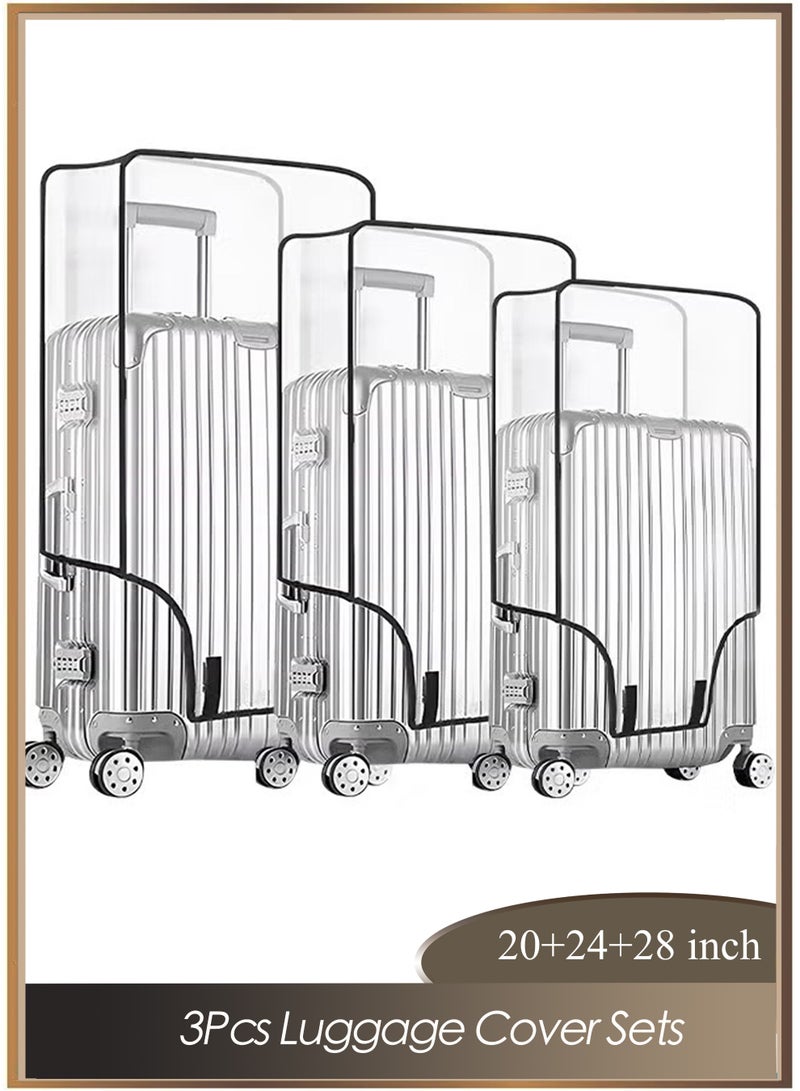 NNEWVANTE Luggage Cover,3 Pieces Clear PVC Suitcase Covers Protector For Tsa Approved,Suitcase Cover Set For 20 24 28 Inch Luggage - Image 1