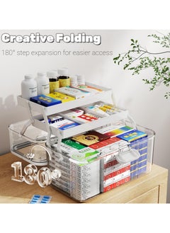 YQbest Three-Layer Multipurpose Storage Box Folding Tool Box/Art & Crafts Case/Sewing Supplies Organizer/Medicine Box/Family First Aid Box with 2 Trays  - Image 2