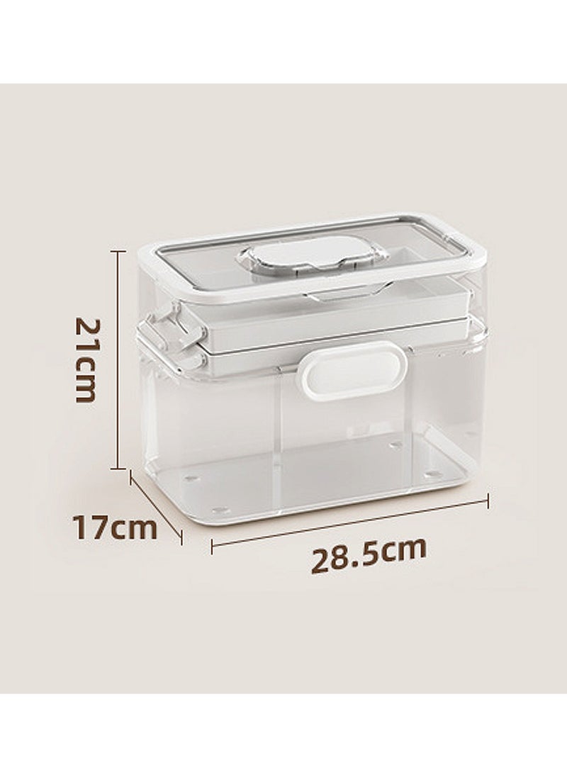 YQbest - Three-Layer Multipurpose Storage Box Folding Tool Box/Art & Crafts Case/Sewing Supplies Organizer/Medicine Box/Family First Aid Box with 2 Trays - Image 1