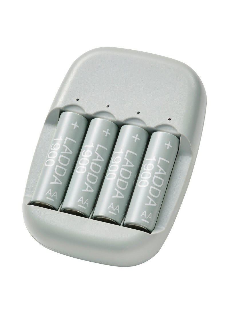 لادا Ladda Battery Charger With 4 Aa Rechargeable Batteries Stenkol Ladda