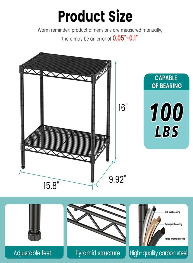 SINGAYE Bookshelf Shelves Bookcase Shelf: 2 Tier Small Shelving Unit Home Storage Organizer Wire Metal Adjustable Free Standing Display Shelf for Bedroom Living Room Office Pantry Black - Image 3