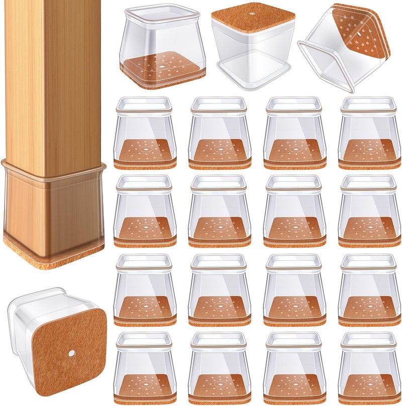 VIUME 24 Pcs Chair Leg Floor Protectors for Hardwood Floors Square Silicone Covers to Protect Wood Tile Floors Felt Pads Furniture Leg Caps Anti-Scratch Reduce Noise (Fit:1-1/16" to 1-5/8") - Image 1