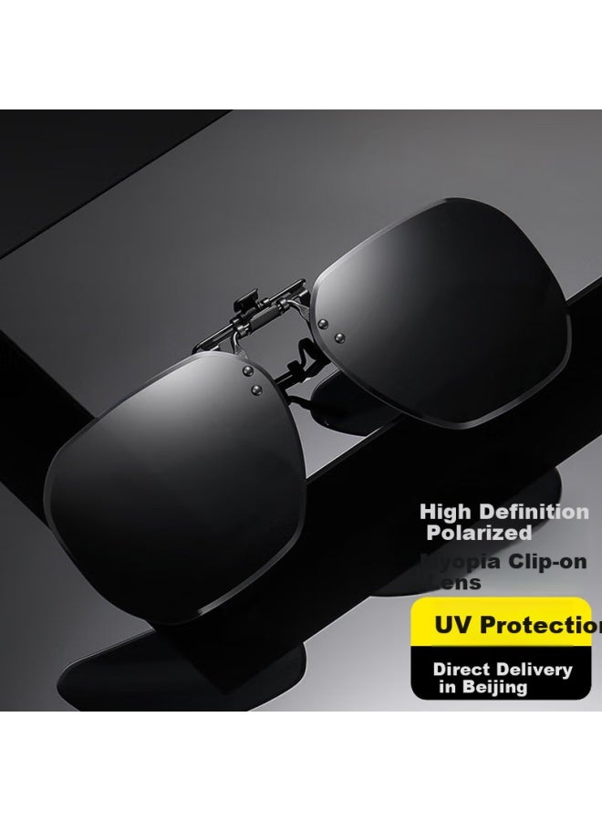 Lovedru Rivdrew Clip-on Polarized Sungl For Myopia, Driving, Fishing, Cycling, Uv Protection, Anti-glare, Fit Over Prescription Gl, Driver Uv400 Myopia Clip-on Sungl 103 Large - Image 2