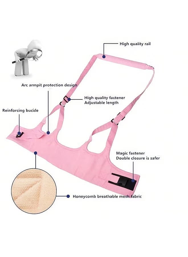Vinnatsu Adjustable Baby Walking Harness Anti-Fall Learning Aid with Handheld Strap Supports Standing & Walking Practice Safety Waist Belt for Toddlers Pink - Image 5