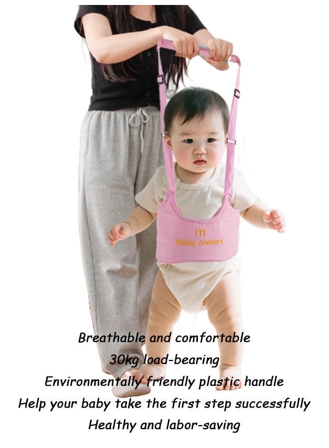 Vinnatsu Adjustable Baby Walking Harness Anti-Fall Learning Aid with Handheld Strap Supports Standing & Walking Practice Safety Waist Belt for Toddlers Pink - Image 3