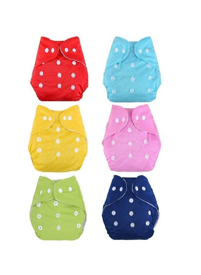 DOMENICO World Baby Kids Cloth Diaper Reusable Diaper Washable Diaper Adjustable Size Waterproof (Without Insert) (Pack Of 6)(Assorted Color) - Image 1