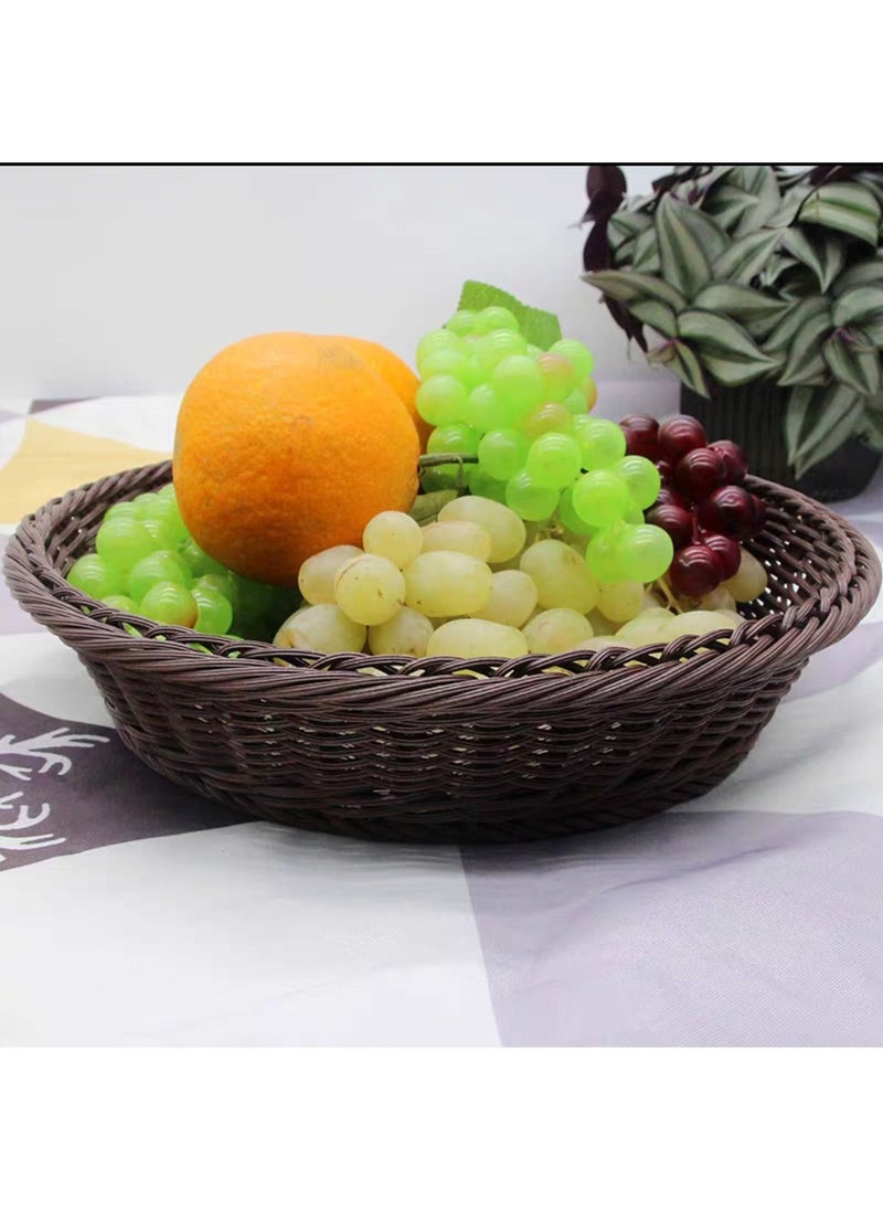LINGWEI - Set of 2 Round Rattan Woven Decorative Display Tray Fruit Bread Serving Baskets Storage Baskets Bowls Table For Desktop Countertop - Image 1
