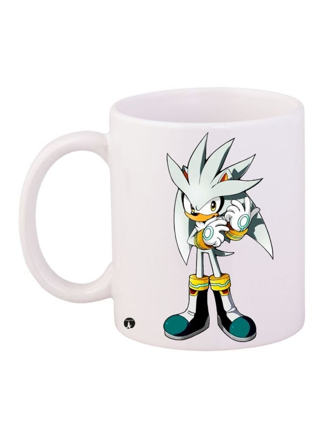 RYN Cartoon Hedgehog Printed Coffee Mug White/Yellow/Green 11ounce