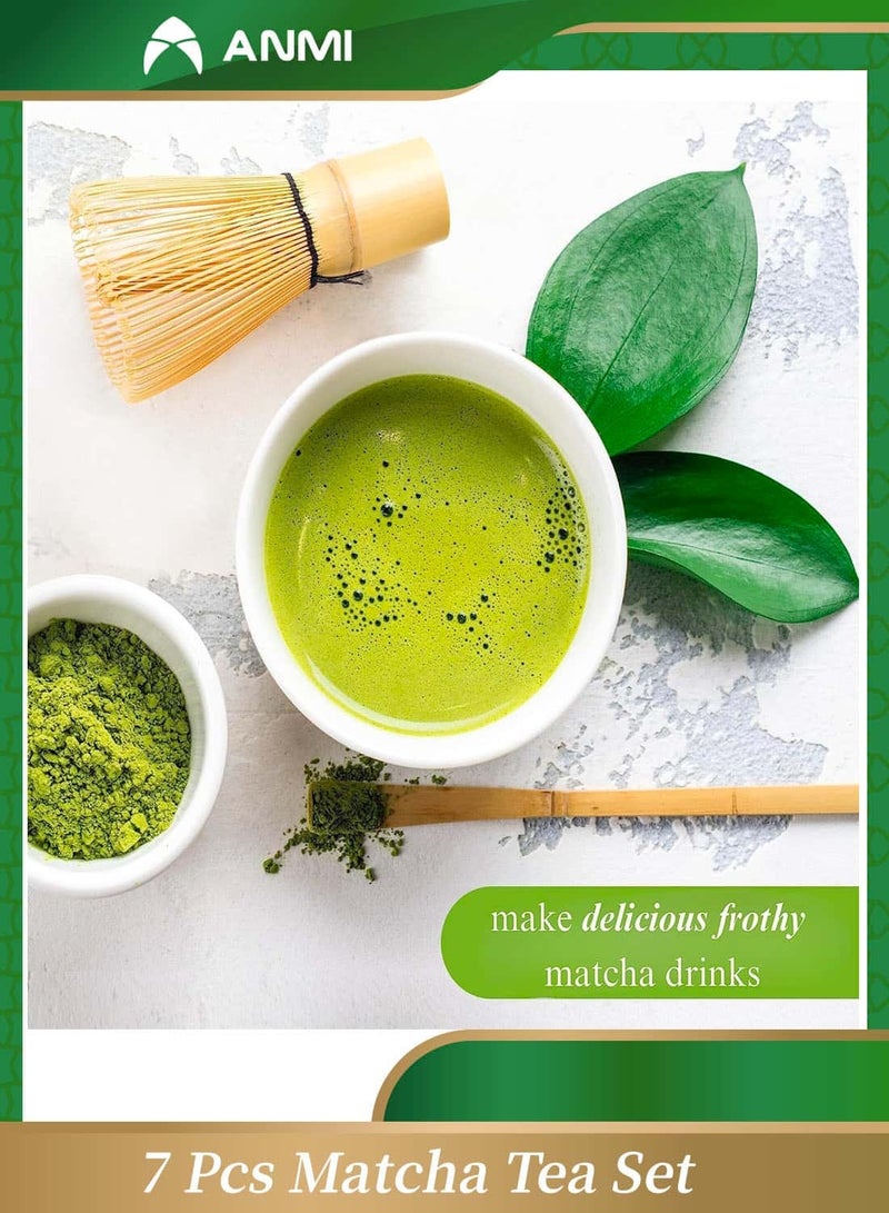 Anmi 7 Pcs Matcha Tea Set - Ceremonial Grade Bamboo Whisk, Bowl & Scoop Kit | Best Birthday Gift - Image 2