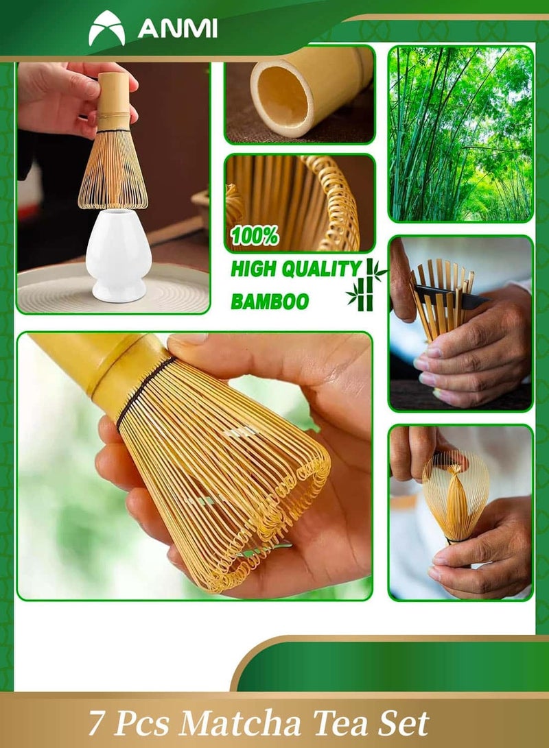 Anmi 7 Pcs Matcha Tea Set - Ceremonial Grade Bamboo Whisk, Bowl & Scoop Kit | Best Birthday Gift - Image 4