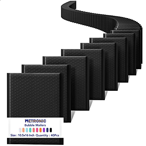 Metronic Large Bubble Mailers 105x16 40 Pack Self Seal Black Padded Envelopes Strong Adhesion Mailing Envelopes Bubble Padded for Small Business Shipping Books Clothes Gifts - Image 1