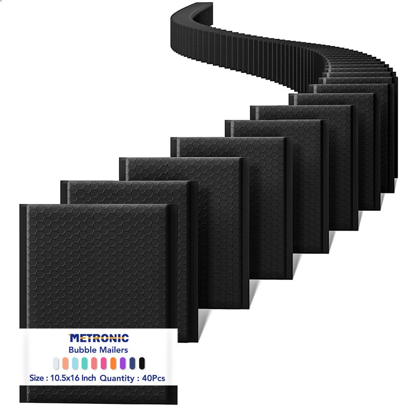 Metronic Large Bubble Mailers 105x16 40 Pack Self Seal Black Padded Envelopes Strong Adhesion Mailing Envelopes Bubble Padded for Small Business Shipping Books Clothes Gifts - Image 2