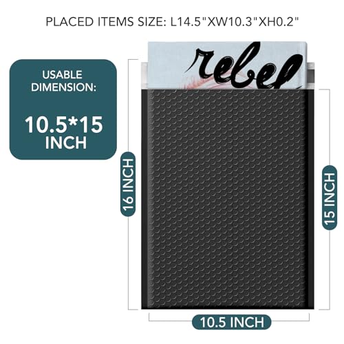Metronic Large Bubble Mailers 105x16 40 Pack Self Seal Black Padded Envelopes Strong Adhesion Mailing Envelopes Bubble Padded for Small Business Shipping Books Clothes Gifts - Image 3