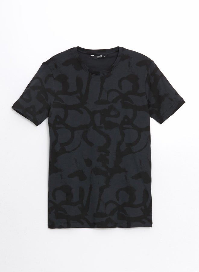 LC WAIKIKI Crew Neck Short Sleeve Patterned Combed Cotton Men's T-Shirt  - Image 1