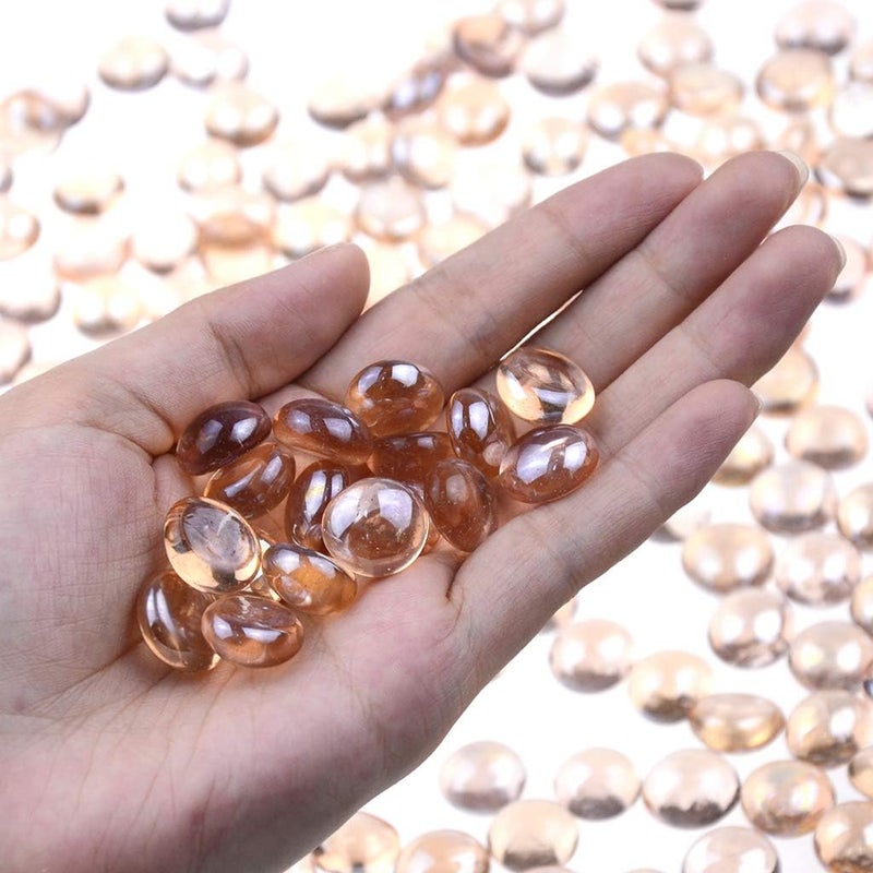 KINGOU Flat Glass Gems/Beads/Stones for Vase Filler, Table Scatter, Games - 1 Lbs (14-16mm, Approx. 5/8") - Image 2