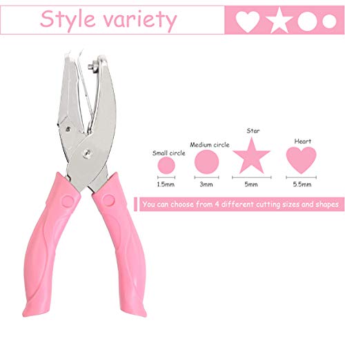 Jeemiter 2 Pack Heart and Star 1/4 Inch Shaped Metal Single Handheld Hole Paper Punch Punchers with Soft-Handled for Tags Clothing Ticket - Image 2