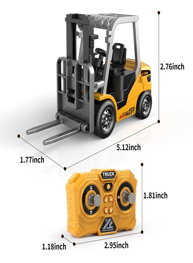 Dwi Dowellin Mini 1/64 RC Forklift Toy, Remote Control Forklift Truck, 2 in 1 Transformable Lift Fork & Hook for Adults Kids Boys and Girls(Yellow) - Image 2